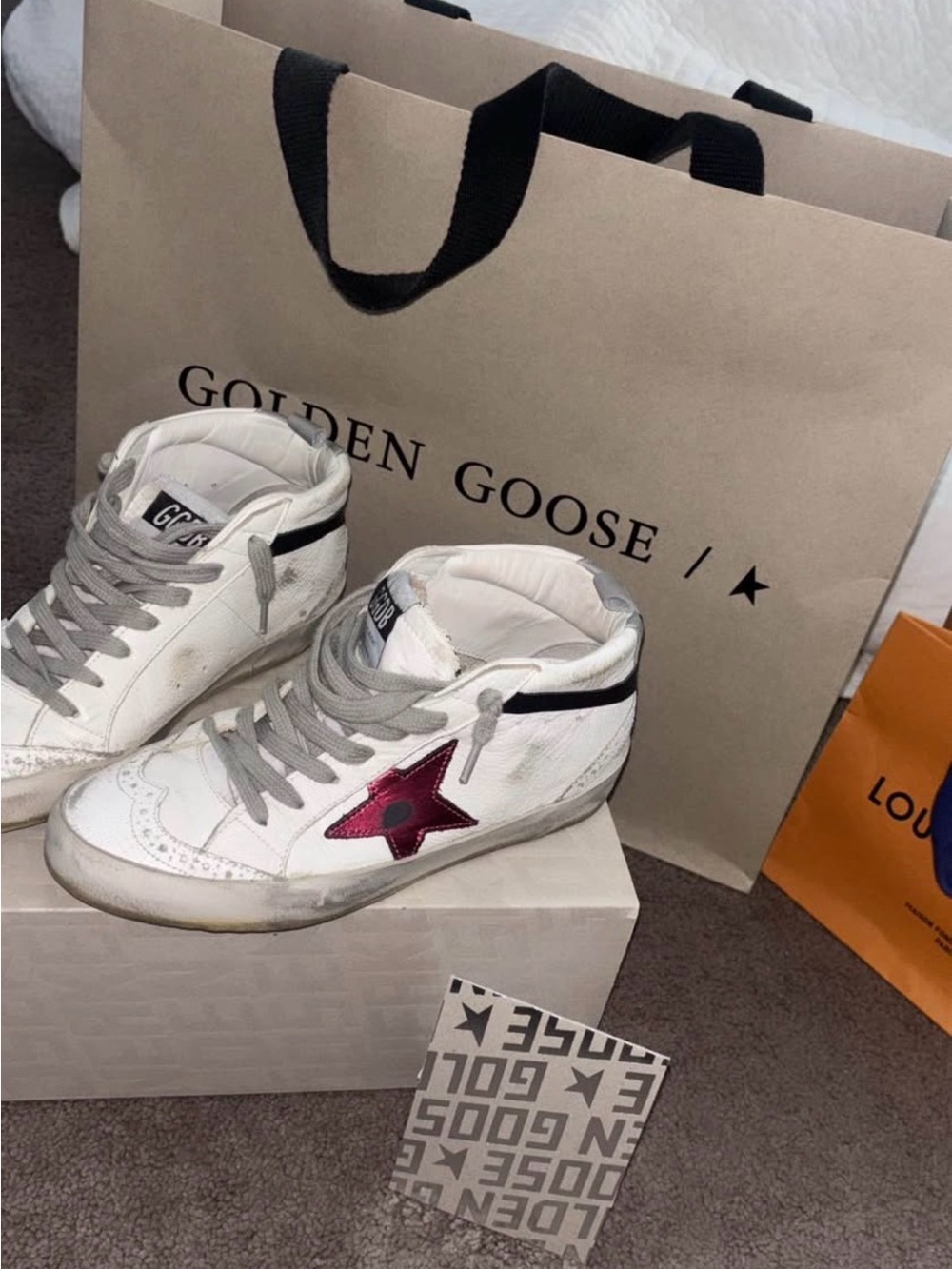 Golden Goose White Mid-Top Sneakers! Purchased for $645 in Vegas